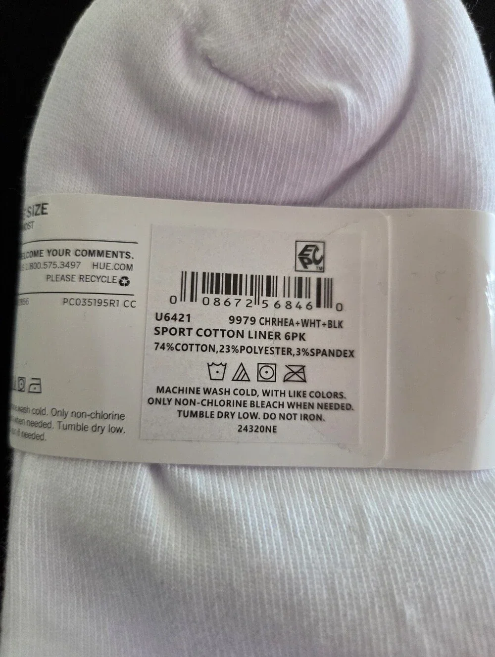 HUE Women's 6 Pack Cotton No Show Socks